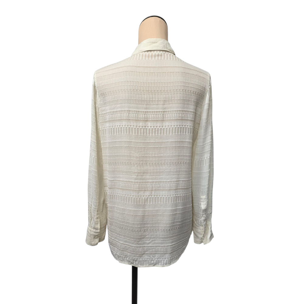 IRO Alaina Shirt Womens Size 40‎ Ivory White Silk Cotton Sheer Button Top Blouse - Picture 2 of 10